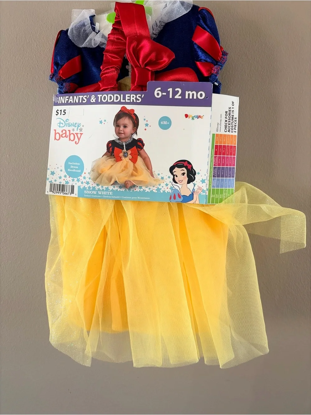 Disney Snow White Baby Costume Yellow Blue Red